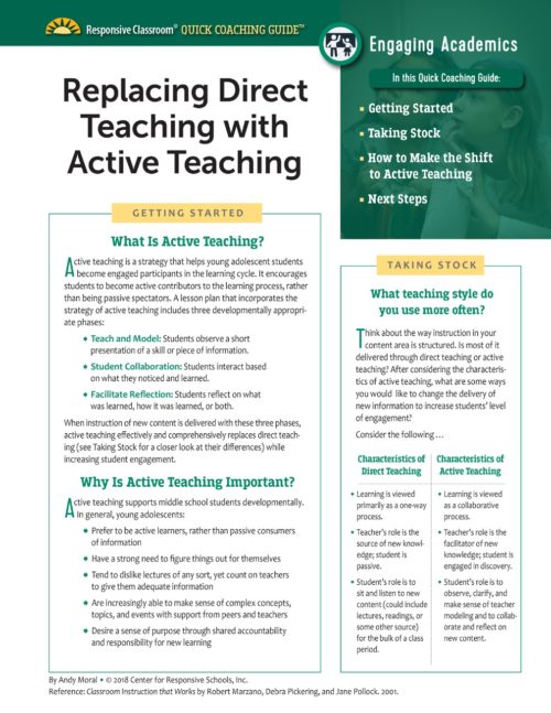 Yardsticks Guides  Responsive Classroom