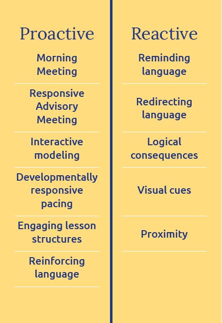 Proactive and Reactive discipline strategies