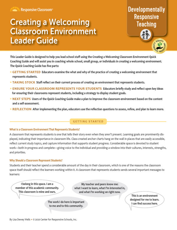 Leadership Guide Creating a Welcoming Classroom Environment