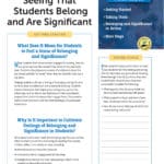 Quick Coaching Guide: Seeing That Students Belong and Are Significant
