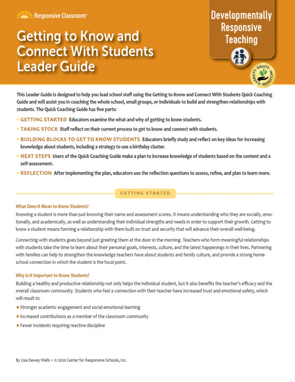 Leadership Guide Getting to Know and Connect with Students