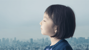 Girl with eyes closed