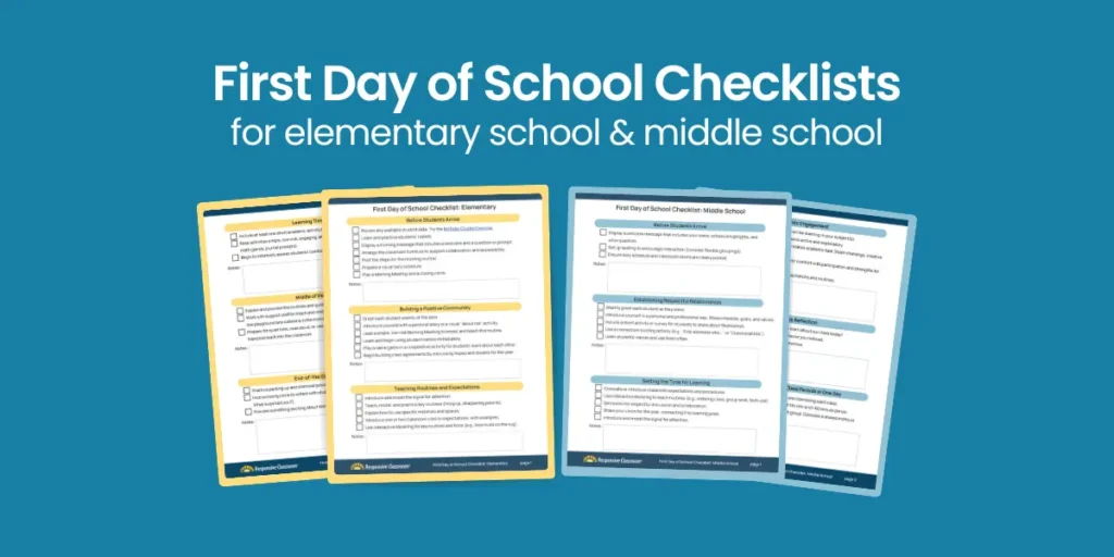 free printable first day of school checklists for elementary and middle school teachers